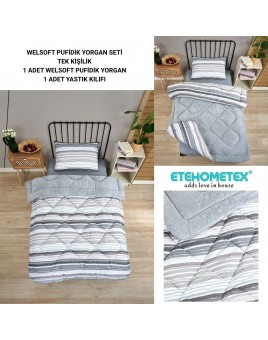 ETE HOMETEX TEK KİŞİLİK LÜX WELSOFT YORGAN TASEL GRİ 155X215CM 8696474231936